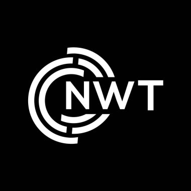 NWT harf logosu tasarımı. NWT baş harflerinin baş harfleri logo konsepti. Siyah arkaplanda NWT harf tasarımı.
