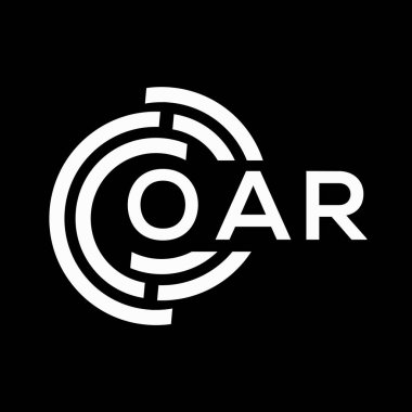 OAR harf logosu tasarımı. OAR başharflerinin baş harfleri logo konsepti. Siyah arkaplanda OAR harf tasarımı.