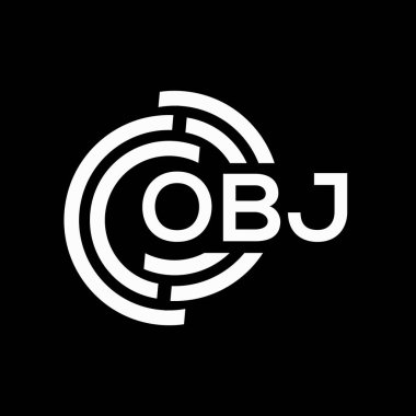 OBJ harf logosu tasarımı. OBJ harflerinin baş harfleri logo konsepti. Siyah arkaplanda OBJ harf tasarımı.