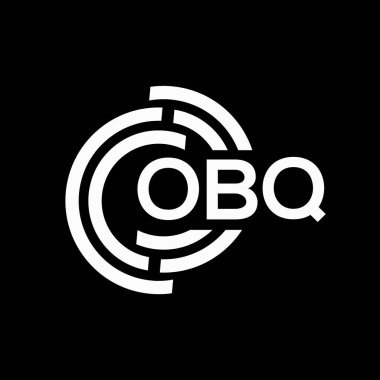 OBQ harfi logo tasarımı. OBQ harflerinin baş harfleri logo konsepti. Siyah arkaplanda OBQ harf tasarımı.