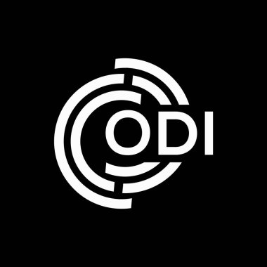 ODI mektup logosu tasarımı. ODI baş harfleri logo konsepti. Siyah arkaplanda ODI harf tasarımı.