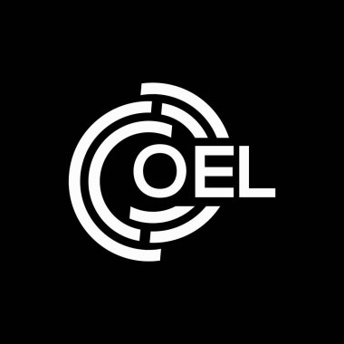OEL harf logosu tasarımı. OEL başharflerinin baş harfleri logo konsepti. Siyah arkaplanda OEL harf tasarımı.
