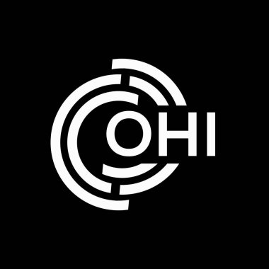 Harf logosu tasarımı. OHI monogram harflerin baş harflerinin logosu. Siyah arkaplanda OHI harf tasarımı.