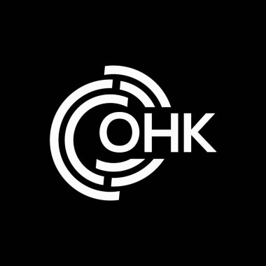 OHK harf logosu tasarımı. OHK monogram harflerin baş harfleri logo kavramı. Siyah arkaplanda OHK harf tasarımı.