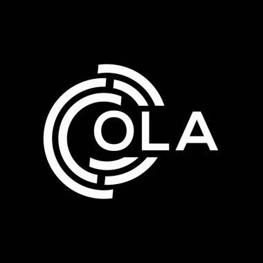 OLA mektup logosu tasarımı. OLA baş harfleri logo konsepti. Siyah arkaplanda OLA harf tasarımı.