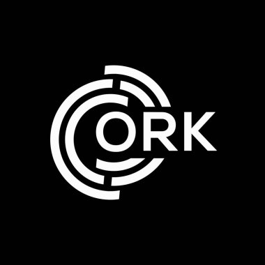 ORK mektup logosu tasarımı. ORK başharflerinin baş harfleri logo konsepti. Siyah arkaplanda ORK harf tasarımı.