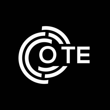 OTE mektup logosu tasarımı. OTE monogram harflerin baş harfleri logo kavramı. Siyah arkaplanda OTE harf tasarımı.