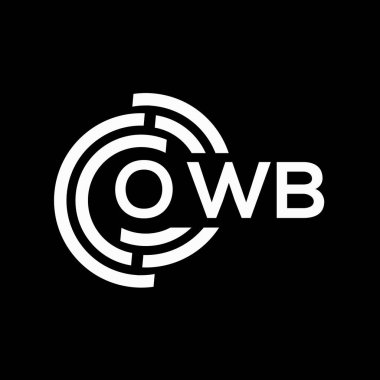 OWB harfi logo tasarımı. OWB baş harflerinin baş harfleri logo konsepti. Siyah arkaplanda OWB harf tasarımı.