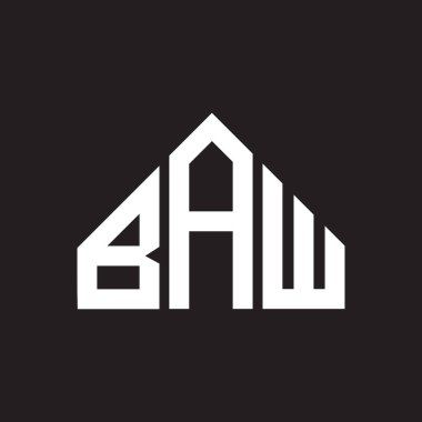 BAW harf logosu tasarımı. BAW başharflerin baş harfleri logo konsepti. Siyah arkaplanda BAW harf tasarımı.
