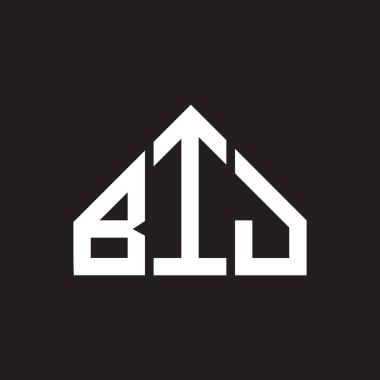 BIJ harf logosu tasarımı. BIJ başharflerinin baş harfleri logo konsepti. Siyah arkaplanda BIJ harf tasarımı.