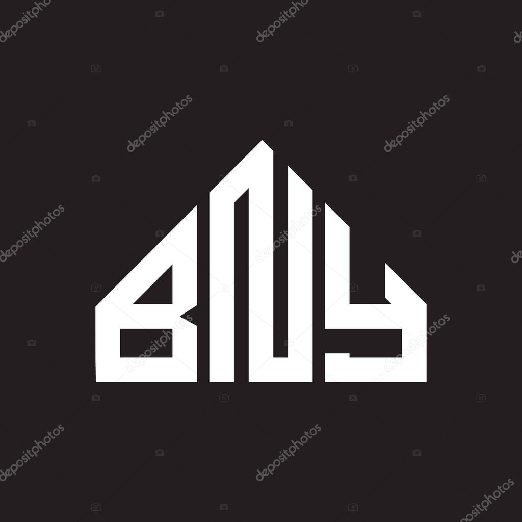 BNY letter logo design. BNY monogram initials letter logo concept. BNY letter design in black background.