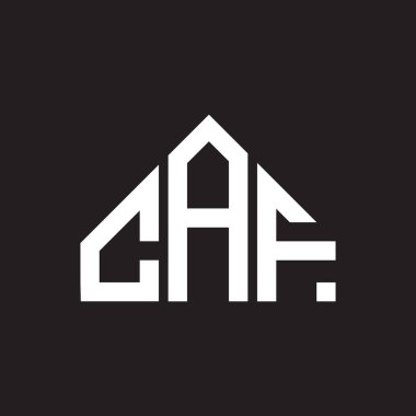 CAF harf logosu tasarımı. CAF monogram harflerin baş harfleri logo kavramı. Siyah arkaplanda CAF harf tasarımı.