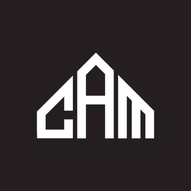 CAM harf logosu tasarımı. CAM başharflerinin baş harfleri logo konsepti. Siyah arkaplanda CAM harf tasarımı.