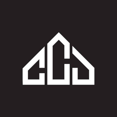 CCJ mektup logosu tasarımı. CCJ başharflerin baş harfleri logo konsepti. CCJ harf dizaynı siyah arkaplan.