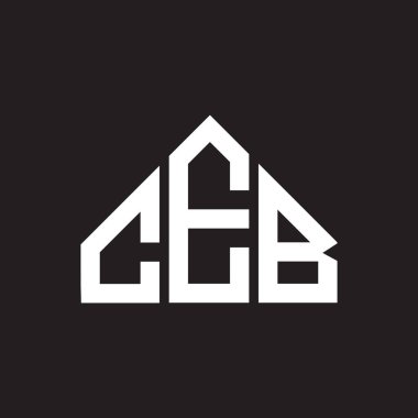 CEB mektup logosu tasarımı. CEB başharflerinin baş harfleri logo konsepti. Siyah arkaplanda CEB harf tasarımı.