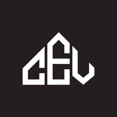 CEV mektup logosu tasarımı. CEV başharflerinin baş harfleri logo konsepti. Siyah arkaplanda CEV harf tasarımı.