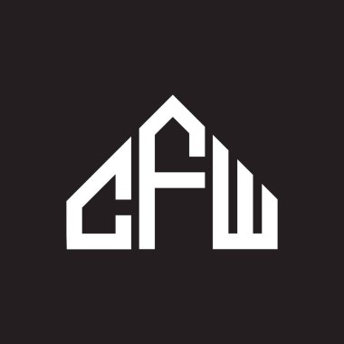 CFW harf logosu tasarımı. CFW monogram harflerin baş harfleri logo kavramı. Siyah arkaplanda CFW harf tasarımı.