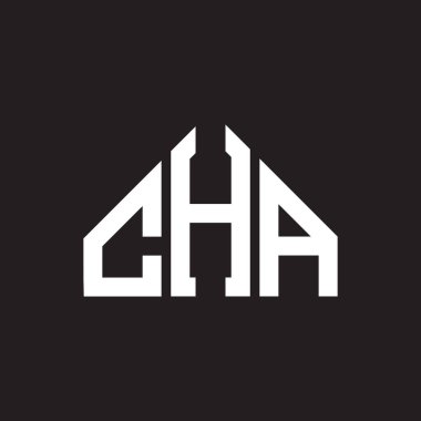CHA mektup logosu tasarımı. CHA başharflerinin baş harfleri logo konsepti. CHA harf tasarımı siyah arkaplan.