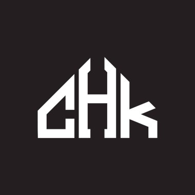 CHK mektup logosu tasarımı. CHK başharflerinin baş harfleri logo konsepti. CHK harf tasarımı siyah arkaplan.