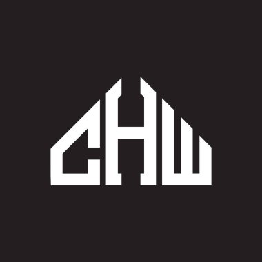 CHW harf logosu tasarımı. CHW monogram harflerin baş harfleri logo kavramı. Siyah arkaplanda CHW harf tasarımı.