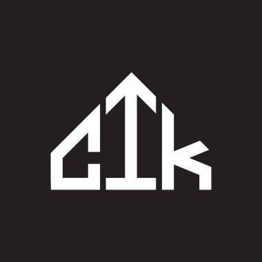 CIK mektup logosu tasarımı. CIK monogram harflerin baş harfleri logo kavramı. Siyah arkaplanda CIK harf tasarımı.