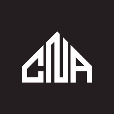 CNA harf logosu tasarımı. CNA başharflerinin baş harfleri logo konsepti. Siyah arkaplanda CNA harf tasarımı.