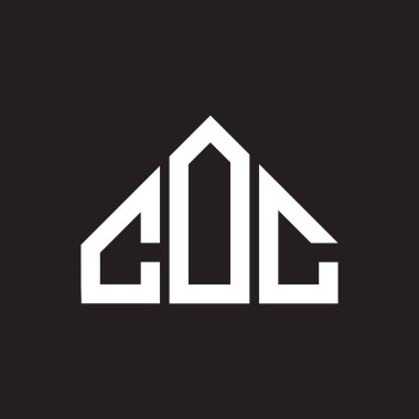 COC harf logosu tasarımı. COC baş harfleri logo konsepti. Siyah arkaplanda COC harf tasarımı.