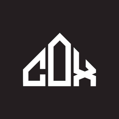 COX mektup logosu tasarımı. COX başharflerinin baş harfleri logo konsepti. COX harf dizaynı siyah arkaplan.