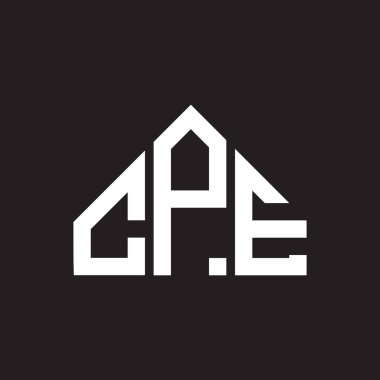 CPE harf logosu tasarımı. CPE monogram harflerin baş harfleri logo kavramı. Siyah arkaplanda CPE harf tasarımı.