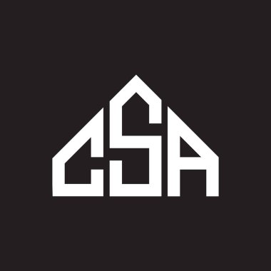 CSA harf logosu tasarımı. CSA monogram harflerin baş harfleri logo kavramı. Siyah arkaplanda CSA harf tasarımı.