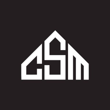 CSM mektup logosu tasarımı. CSM monogram harflerin baş harfleri logo kavramı. Siyah arkaplanda CSM harf tasarımı.