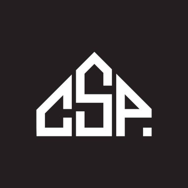 CSP harf logosu tasarımı. CSP monogram harflerin baş harfleri logo kavramı. Siyah arkaplanda CSP harf tasarımı.