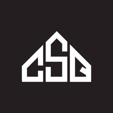 CSQ harfi logo tasarımı. CSQ monogram harflerin baş harfleri logo kavramı. Siyah arkaplanda CSQ harf tasarımı.