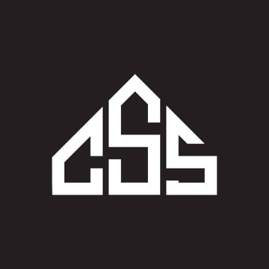 CSS mektup logosu tasarımı. CSS monogram harflerin baş harfleri logo kavramı. Siyah arkaplanda CSS harf tasarımı.