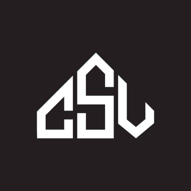CSV harf logosu tasarımı. CSV monogram harflerin baş harfleri logo kavramı. Siyah arkaplanda CSV harf tasarımı.