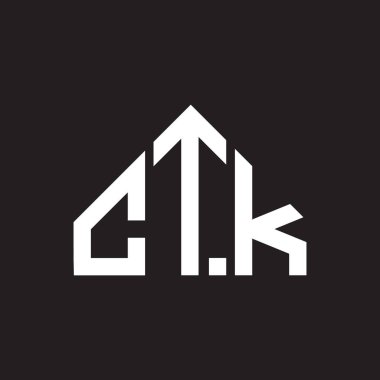 CTK mektup logosu tasarımı. CTK monogram harflerin baş harfleri logo kavramı. CTK harf dizaynı siyah arkaplan.