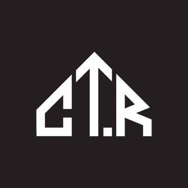 CTR mektup logosu tasarımı. CTR başharflerin baş harfleri logo konsepti. CTR harf dizaynı siyah arkaplan.