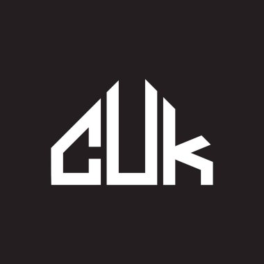 CUK harf logosu tasarımı. CUK monogram harflerin baş harfleri logo kavramı. Siyah arkaplanda CUK harf tasarımı.