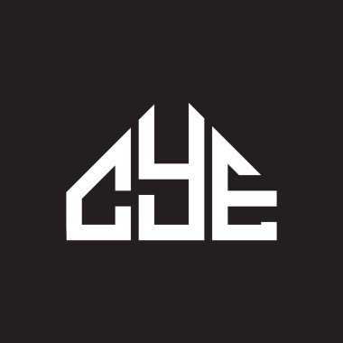 CYE harf logosu tasarımı. CYE monogram harflerin baş harfleri logo kavramı. Siyah arkaplanda CYE harf tasarımı.