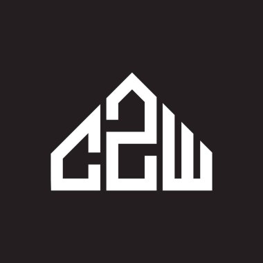 CZW harf logosu tasarımı. CZW monogram harflerin baş harfleri logo kavramı. Siyah arkaplanda CZW harf tasarımı.