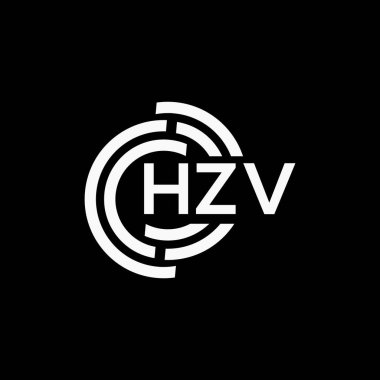 Siyah arka planda HZV harf logosu tasarımı. HZV yaratıcı harflerin baş harfleri logo kavramı. HZV harf tasarımı.