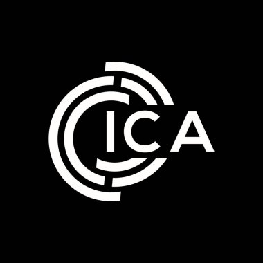 ICA harfi logo tasarımı siyah arka planda. ICA yaratıcı harfler logosu konsepti. ICA mektup tasarımı.