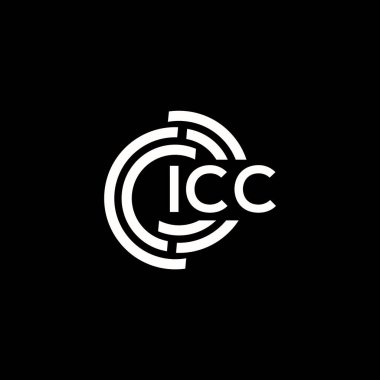 Siyah arka planda ICC harf logosu tasarımı. ICC yaratıcı harflerin baş harfleri logo kavramı. ICC harf tasarımı.
