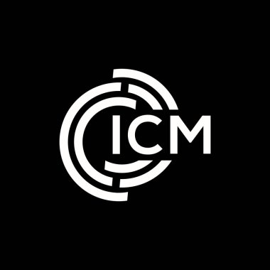 ICM harfi logo tasarımı siyah arkaplan üzerine. ICM yaratıcı harflerin baş harfleri logo kavramı. ICM harf tasarımı.