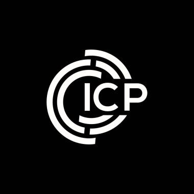 ICP harfi logo tasarımı siyah arka planda. ICP yaratıcı harflerin baş harfleri logo kavramı. ICP harf tasarımı.