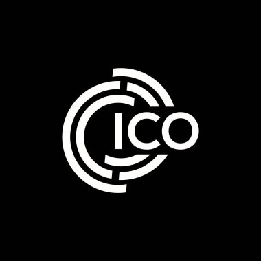 ICO harfi logo tasarımı siyah arka planda. ICO yaratıcı harflerin baş harfleri logo kavramı. ICO harf tasarımı.