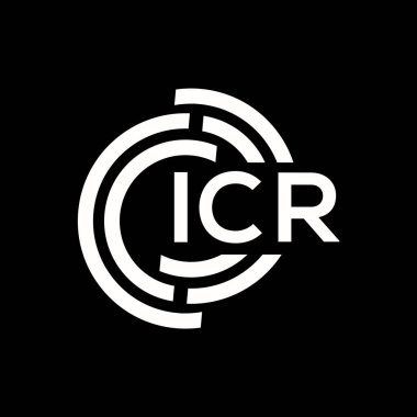 Siyah arka planda ICR harf logosu tasarımı. ICR yaratıcı harflerin baş harfleri logo kavramı. ICR harf tasarımı.