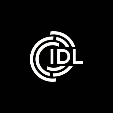 Siyah arkaplanda IDL harf logosu tasarımı. IDL yaratıcı harf logosu konsepti. IDL harf tasarımı.
