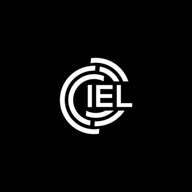 Siyah arka planda IEL harf logosu tasarımı. IEL yaratıcı harflerin baş harfleri logo kavramı. IEL harf tasarımı.