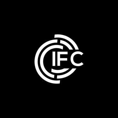 IFC harf logosu tasarımı siyah arka planda. IFC yaratıcı harflerin baş harfleri logo kavramı. IFC harf tasarımı.